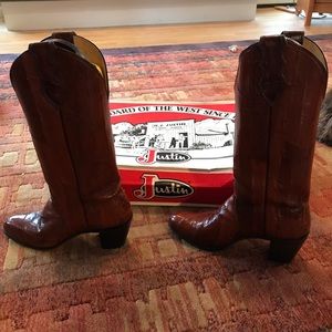 Justin Brown Eel Boots Size 8 1/2 A
